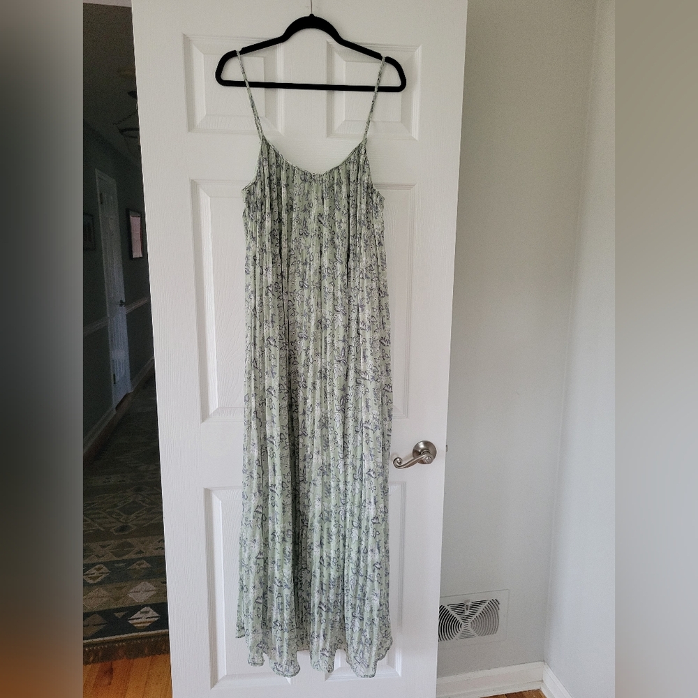 Easel Large Floral Spaghetti Strap Lined Maxi Dress - Green